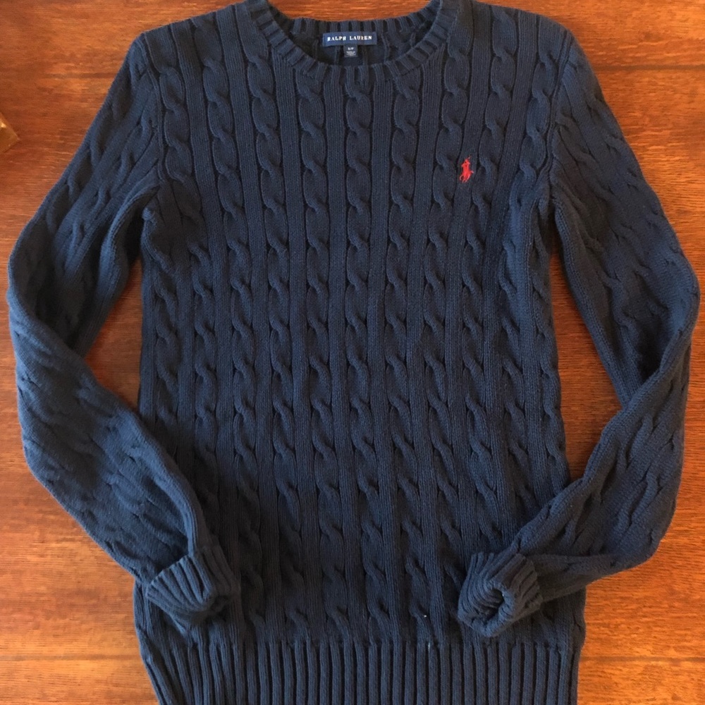 Navy Cableknit Ralph Lauren Sweater, size small